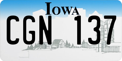 IA license plate CGN137