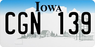 IA license plate CGN139
