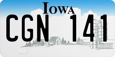 IA license plate CGN141