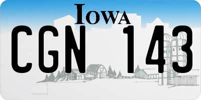 IA license plate CGN143