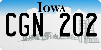 IA license plate CGN202