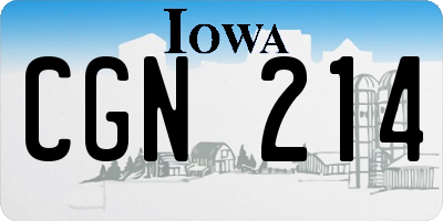 IA license plate CGN214