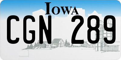 IA license plate CGN289