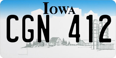 IA license plate CGN412