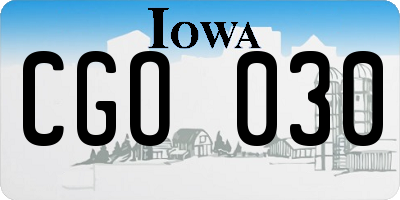 IA license plate CGO030