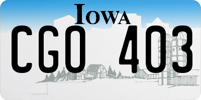 IA license plate CGO403