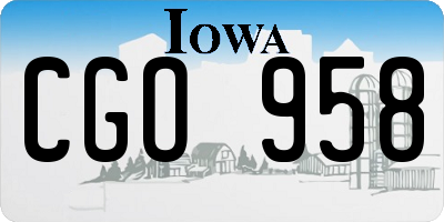 IA license plate CGO958