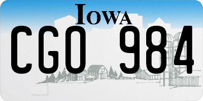IA license plate CGO984
