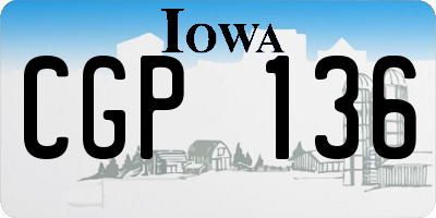 IA license plate CGP136