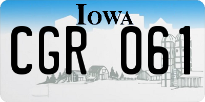 IA license plate CGR061