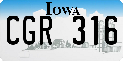 IA license plate CGR316