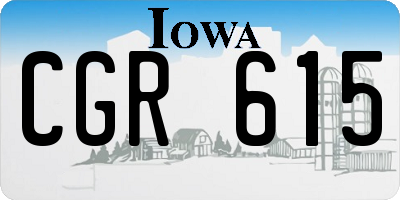 IA license plate CGR615