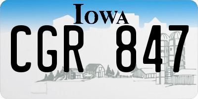 IA license plate CGR847