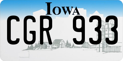 IA license plate CGR933