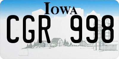 IA license plate CGR998
