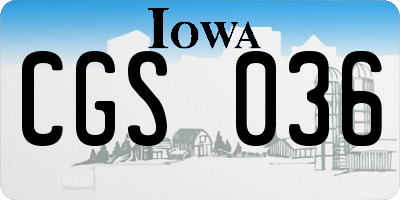 IA license plate CGS036