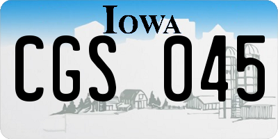 IA license plate CGS045