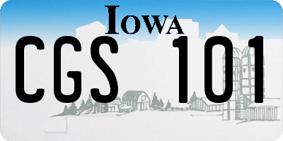 IA license plate CGS101