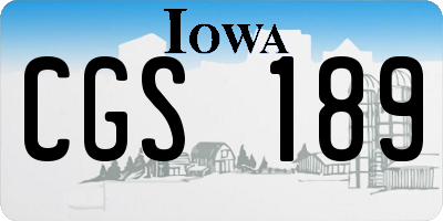 IA license plate CGS189