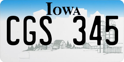 IA license plate CGS345