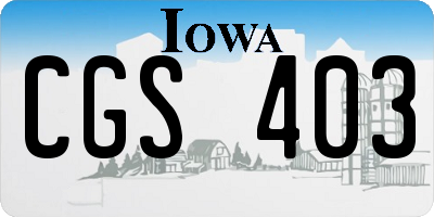 IA license plate CGS403