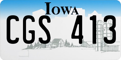 IA license plate CGS413