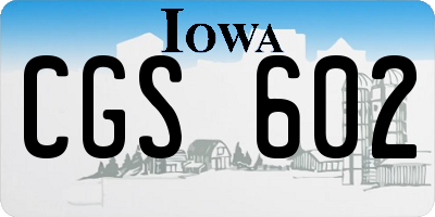 IA license plate CGS602