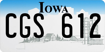 IA license plate CGS612