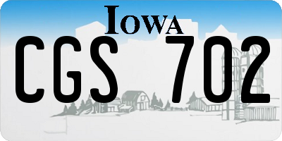 IA license plate CGS702