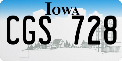 IA license plate CGS728