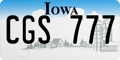 IA license plate CGS777