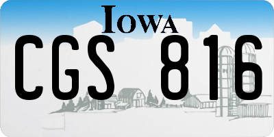 IA license plate CGS816