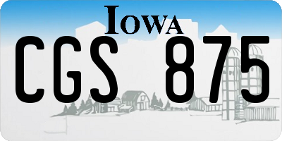 IA license plate CGS875