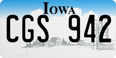 IA license plate CGS942