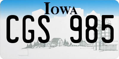 IA license plate CGS985