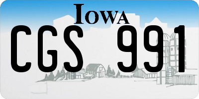 IA license plate CGS991