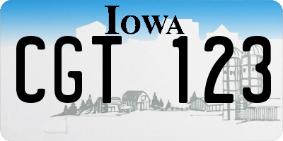 IA license plate CGT123