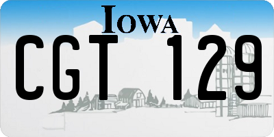 IA license plate CGT129