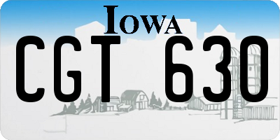 IA license plate CGT630