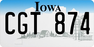 IA license plate CGT874