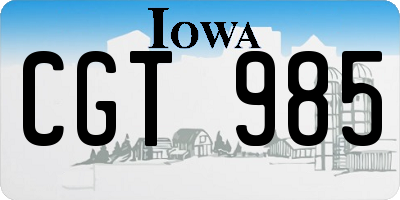 IA license plate CGT985