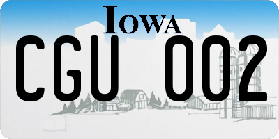 IA license plate CGU002