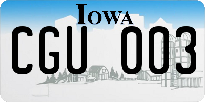 IA license plate CGU003