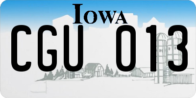 IA license plate CGU013
