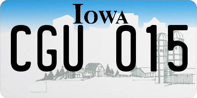 IA license plate CGU015