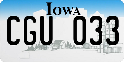 IA license plate CGU033