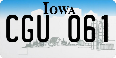 IA license plate CGU061