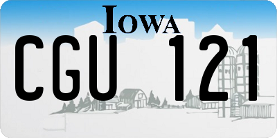 IA license plate CGU121