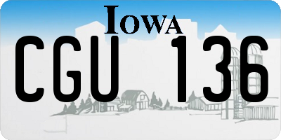 IA license plate CGU136