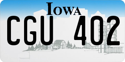 IA license plate CGU402
